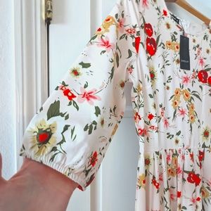 NWT White Floral maxi dress (L)